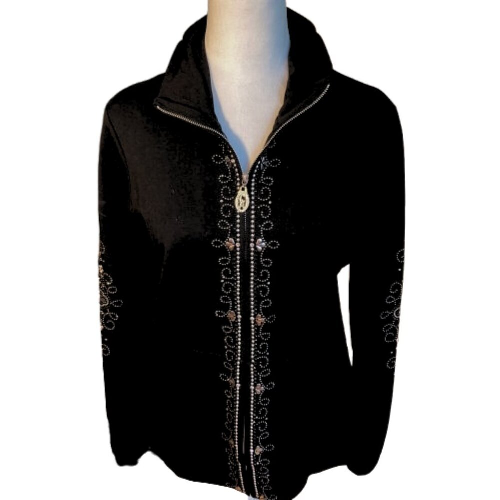 Christine Alexander SALE! Full Zip Cardigan Swarovski Crystal Elements, Small